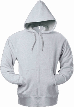 SWEATSHIRT HOODED ZIP KARIBAN KA444 - GREY SWEATSHIRT HOODED ZIP KARIBAN KA444 - GREY
