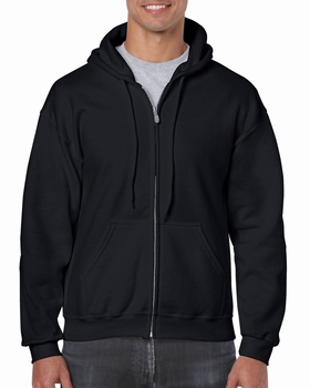 SWEATSHIRT HOODED FULL ZIP GILDAN GI18600 - BLACK