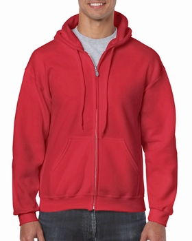 SWEATSHIRT HOODED FULL ZIP GILDAN GI18600 - RED