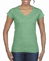 V-NECK WOMEN  GILDAN GIL64V00  - HEATHER IRISH GREEN - M 