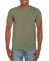 T-SHIRT MEN GILDAN GI64000 - HEATHER MILITARY GREEN - S 